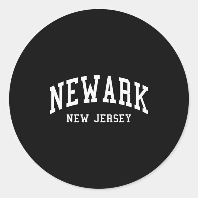 Pegatina Redonda Newark - New Jersey - Throwback Design - Clic  (Anverso)