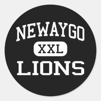 Pegatina Redonda Newaygo - Leones - Escuela Secundaria - Newaygo Mi
