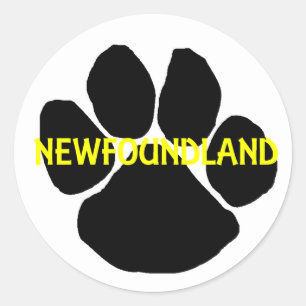 Pegatina Redonda newfoundland name paw.png