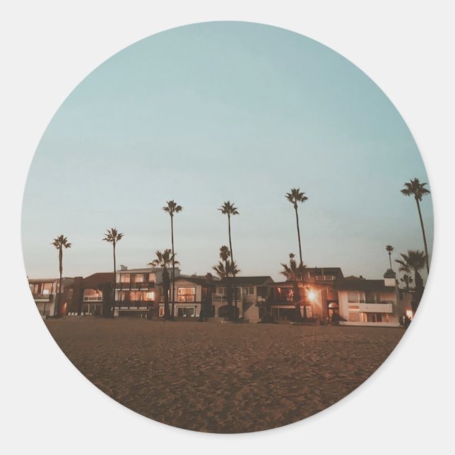 Pegatina Redonda Newport Beach (Anverso)