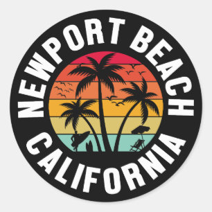 Pegatina Redonda Newport Beach, California