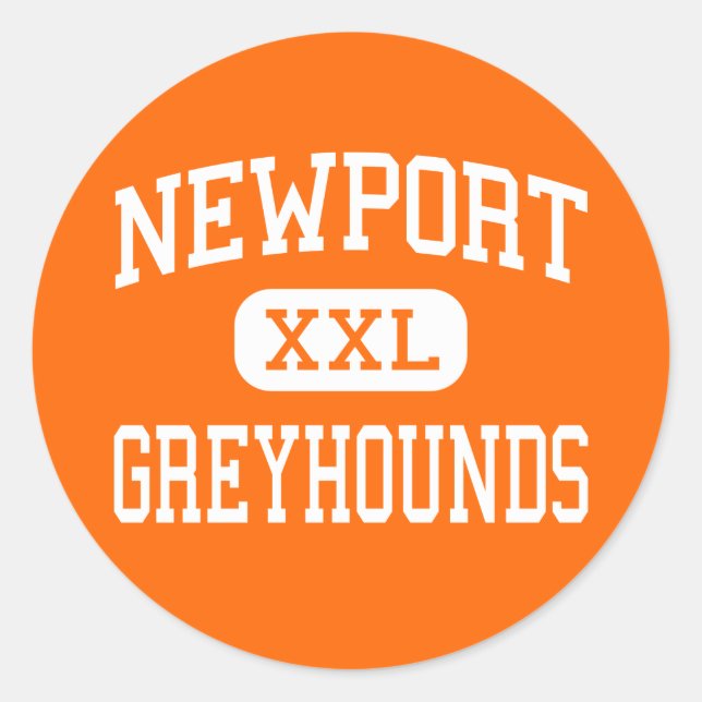 Pegatina Redonda Newport - Greyhounds - High - Newport Arkansas (Anverso)