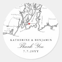 Newport RI Map Black White Wedding Favor