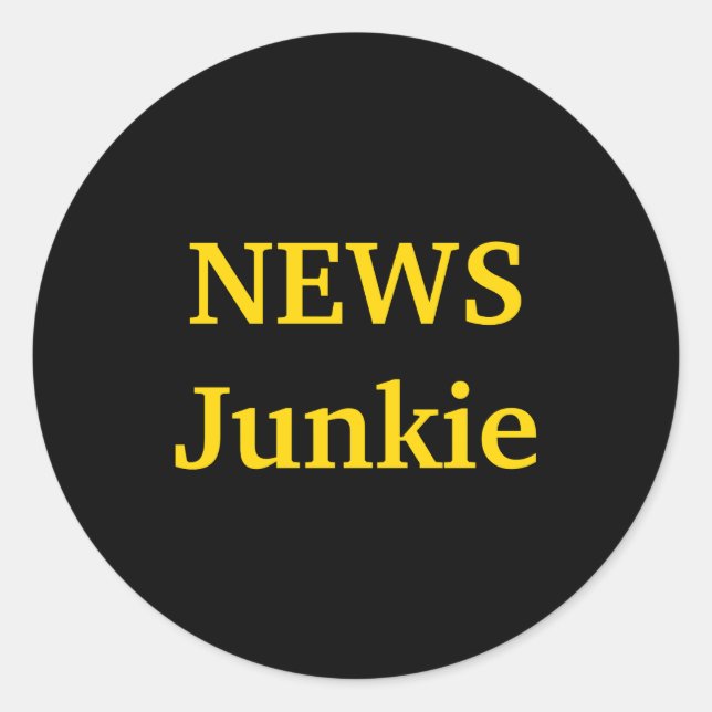 Pegatina Redonda News Junkie _1  (Anverso)