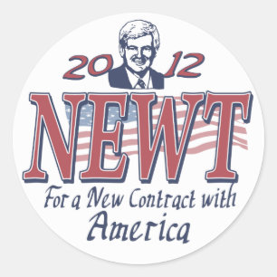 Pegatina Redonda Newt Gingrich para el presidente Gear 2012