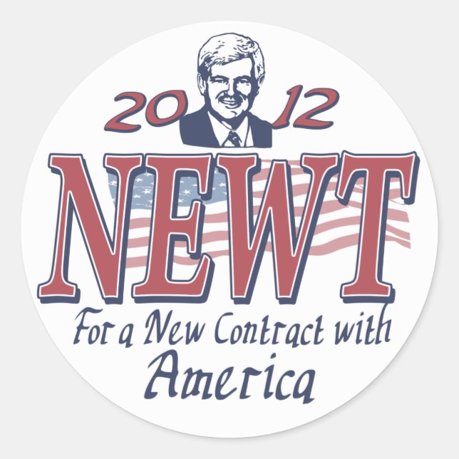 Pegatina Redonda Newt Gingrich para el presidente Gear 2012 (Anverso)