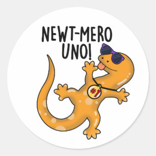Pegatina Redonda Newt-mero Uno Funny Newt Pun