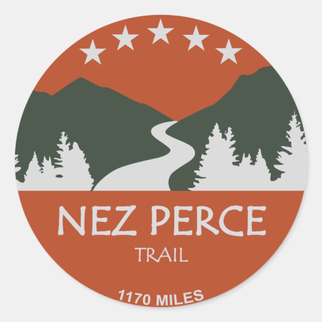 Pegatina Redonda Nez Perce Trail (Anverso)