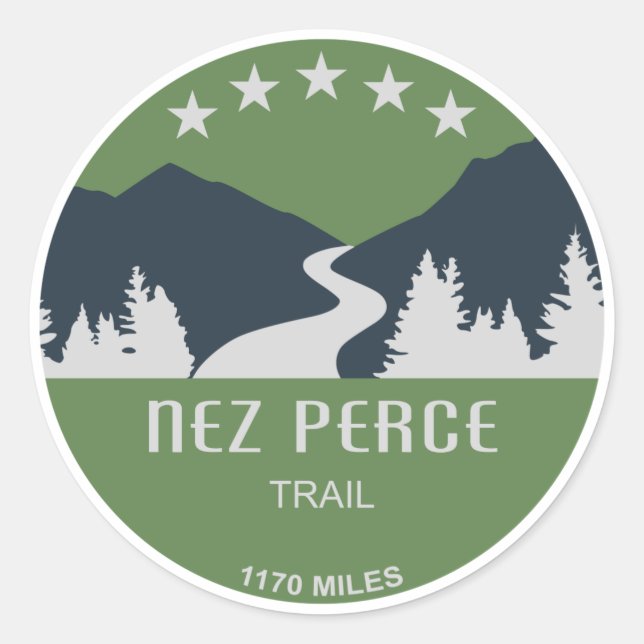 Pegatina Redonda Nez Perce Trail (Anverso)