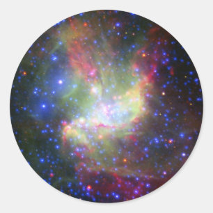 Pegatina Redonda NGC 346 estrellas de racimo nebulosa en Tucana