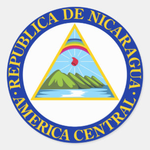 Pegatina Redonda NICARAGUA - bandera/emblema/escudo de armas/símbol
