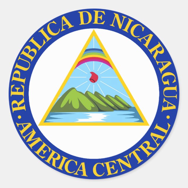 Pegatina Redonda NICARAGUA - bandera/emblema/escudo de armas/símbol (Anverso)
