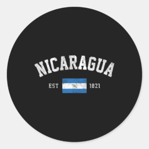 Pegatina Redonda Nicaragua Este. 1821 Bandera nicaragüense Independ
