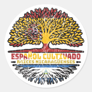 Pegatina Redonda Nicaragua Nicaragua Nicaragua España Bandera de ra