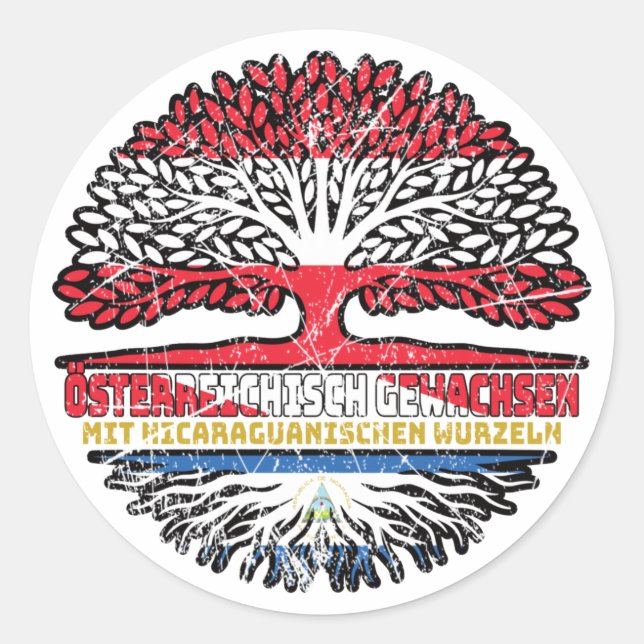 Pegatina Redonda Nicaragua Österreichisch Österreich (Anverso)
