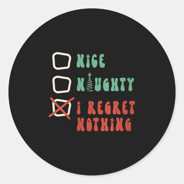 Pegatina Redonda Nice Naughty I Swear I Tried V-neck  (Anverso)
