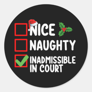 Pegatina Redonda Nice Naughty Inadmisible En La Lista De Navidades