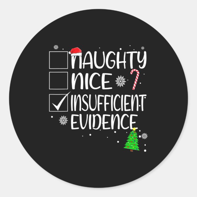 Pegatina Redonda Nice Naughty Insufficient Evidence Christmas Famil (Anverso)