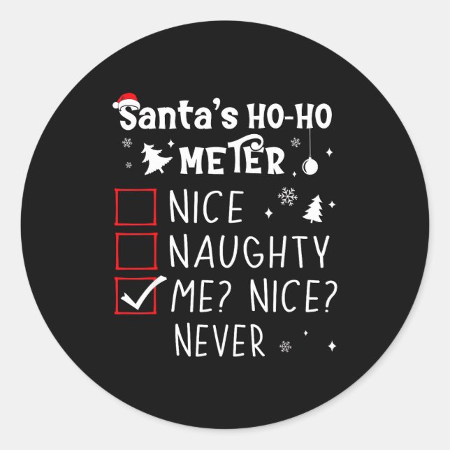 Pegatina Redonda Nice Naughty Me_ Nice_ Never_ Christmas List Santa (Anverso)