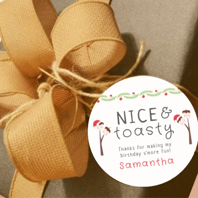Pegatina Redonda Nice S'mores Marshmallows Kids Xmas Birthday Party (Nice S'mores Marshmallows Kids Xmas Birthday Party Classic Round Sticker)