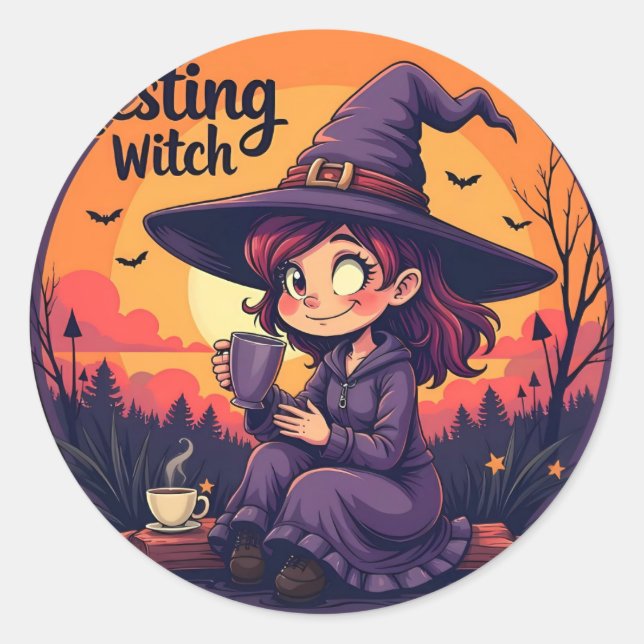 Pegatina Redonda Nice witch  (Anverso)