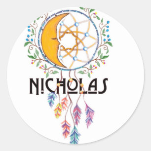 Pegatina Redonda Nicholas Dreamcatcher