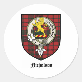 Pegatina Redonda Nicholson Clan Escudo Badge Tartan