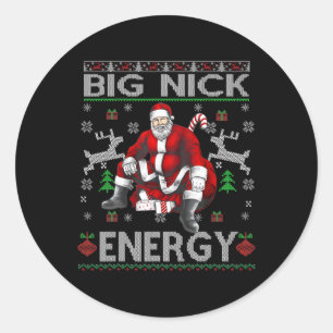 Pegatina Redonda Nick Energy Funny Santa Navidades Feo Sater Men W