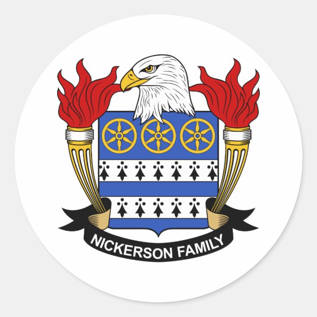 Pegatina Redonda Nickerson Family Crest (Anverso)