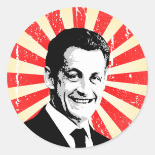 Pegatina Redonda Nicolas Sarkozy