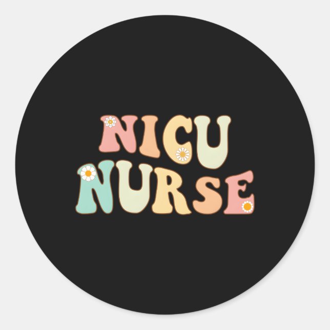 Pegatina Redonda Nicu Enfermera Enfermera Neonatal Icu Enfermera Es (Anverso)