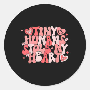 Pegatina Redonda Nicu Enfermeras Día de San Valentín Tiny Humans St