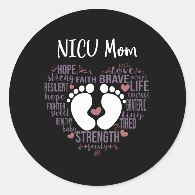 Pegatina Redonda Nicu Mom Preemie O Nicu Awareness Mes Por Mamá (Anverso)