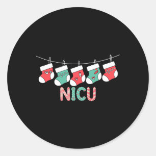 Pegatina Redonda Nicu Navidades Enfermera Graciosa Atención Intensi