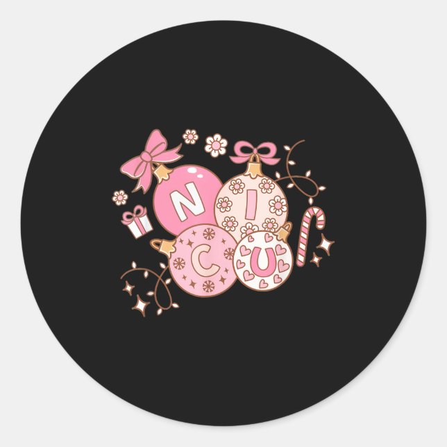 Pegatina Redonda Nicu Nurse Nk Christmas Retro Neonatal Intensive C (Anverso)