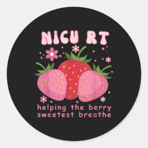 Pegatina Redonda Nicu Rt Strawberry Pink Sweet Strawberries Enferme
