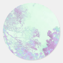 Pegatina Redonda Niebla de hoja ancha de lavanda