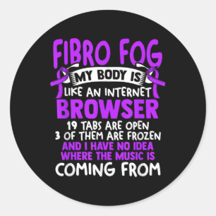 Pegatina Redonda Niebla Fibro - Sobreviviente Fibromialgia Awar