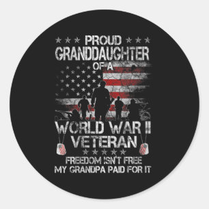 Pegatina Redonda Nieta Orgullosa De Un Veterano De La Wwii, Fl Esta