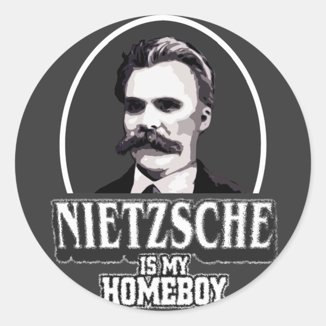 Pegatina Redonda Nietzsche Es Mi Homeboy (Anverso)