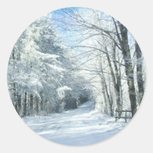 Pegatina Redonda Nieve