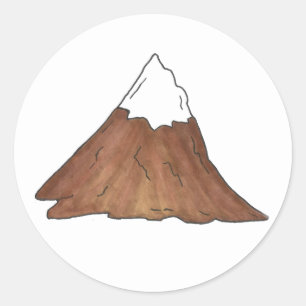 Pegatina Redonda Nieve cubierta de montaña Pico Camping Naturaleza 
