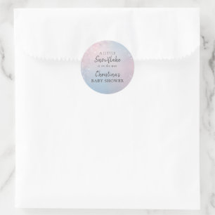 Pegatina Redonda Nieve de Invierno Baby Shower