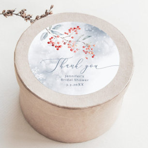 Pegatina Redonda Nieve de invierno en Love despedida de soltera gra