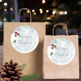 Pegatina Redonda Nieve de invierno en tonos pastel nieve de pino ac