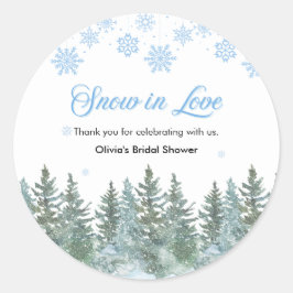 Pegatina Redonda Nieve en Amor Copo de Nieve Despedida de Soltera A
