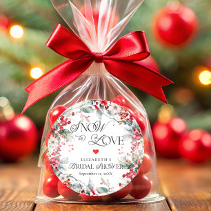 Pegatina Redonda Nieve en amor Floral Berry Bridal Shower