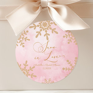 Pegatina Redonda Nieve En Amor Invierno Mágico Despedida de Soltera