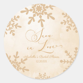Pegatina Redonda Nieve En Amor Invierno Wonderland Bridal Shower