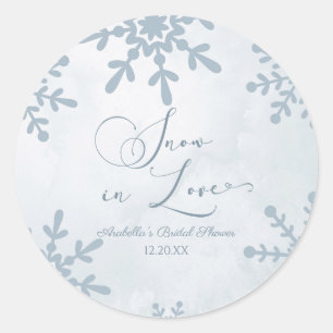 Pegatina Redonda Nieve En Amor Invierno Wonderland Bridal Shower